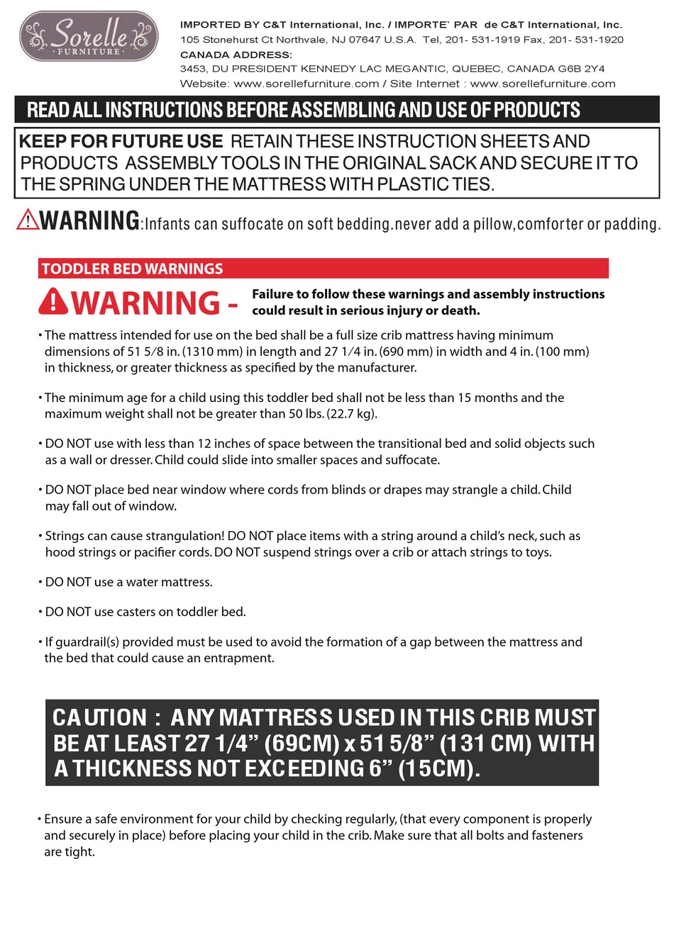 SORELLE 136 TODDLER RAIL UNIVERSAL INSTRUCTION SHEET Pdf Download ManualsLib