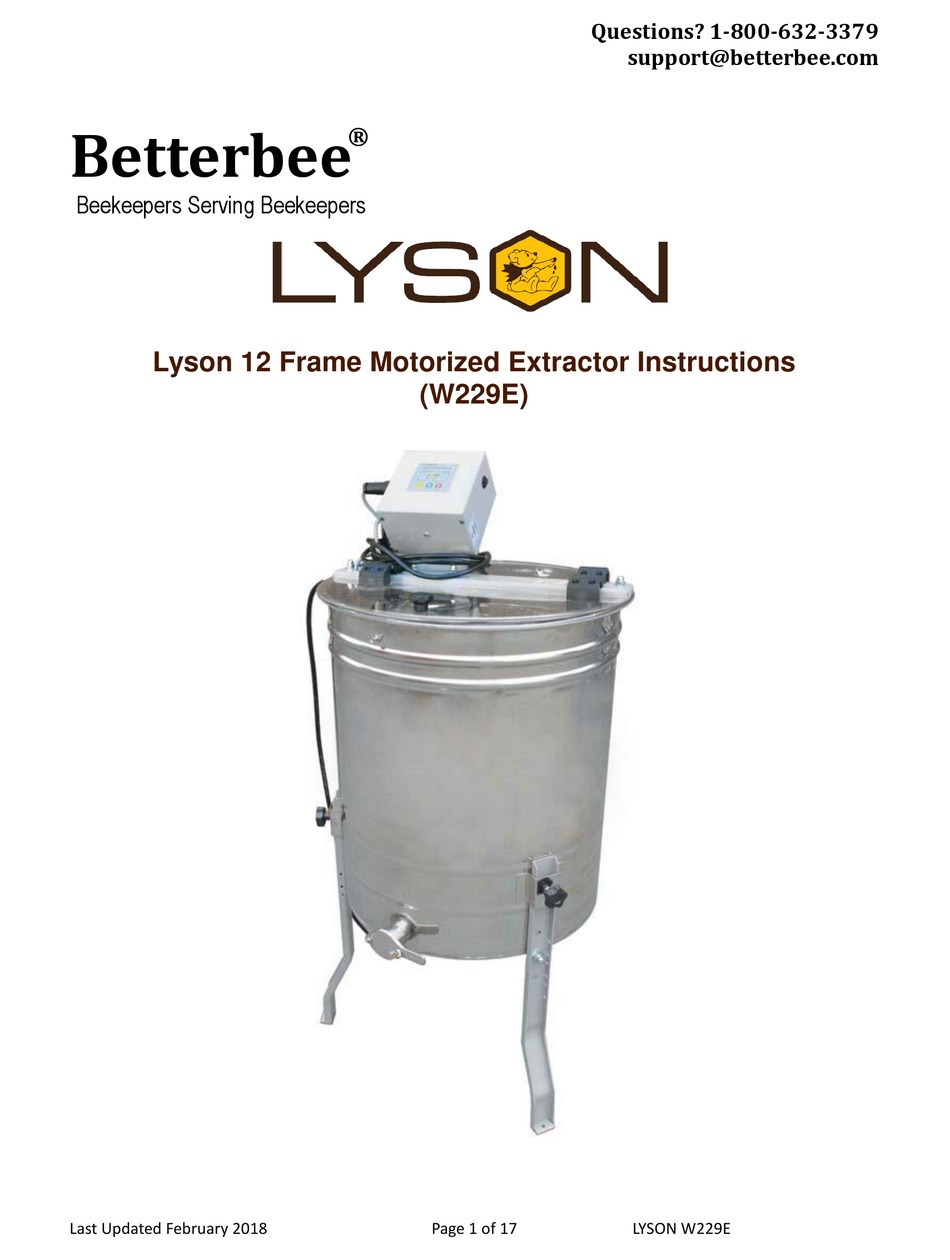 BETTERBEE LYSON 12 INSTRUCTIONS MANUAL Pdf Download ManualsLib
