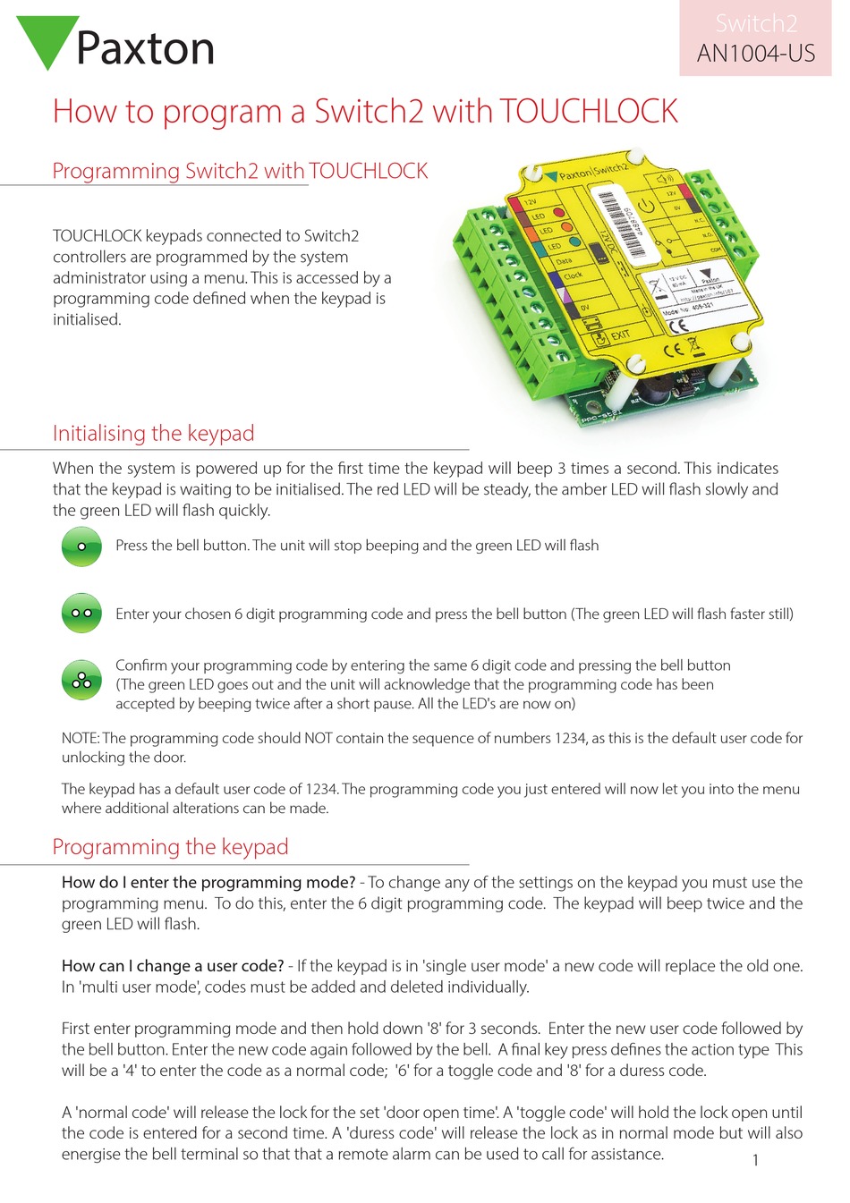 PAXTON SWITCH2 HOW TO PROGRAM Pdf Download ManualsLib
