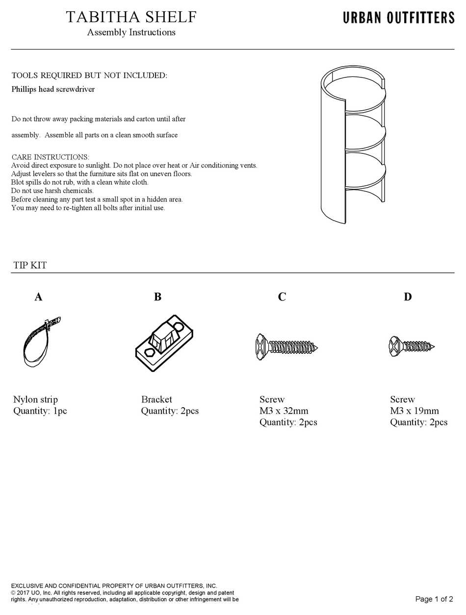 URBAN OUTFITTERS TABITHA 65443186 ASSEMBLY INSTRUCTIONS Pdf Download