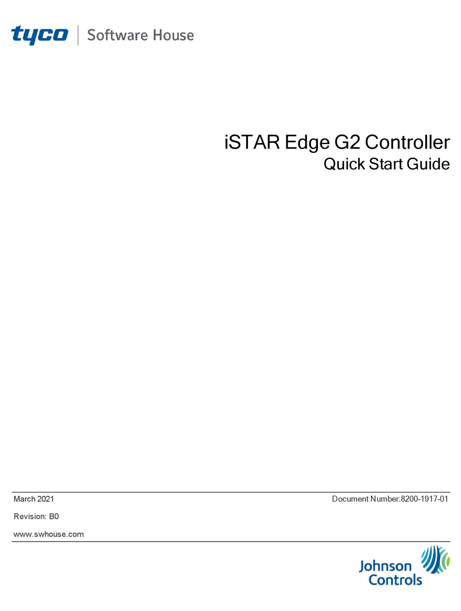 JOHNSON CONTROLS TYCO ISTAR EDGE G2 QUICK START MANUAL Pdf Download