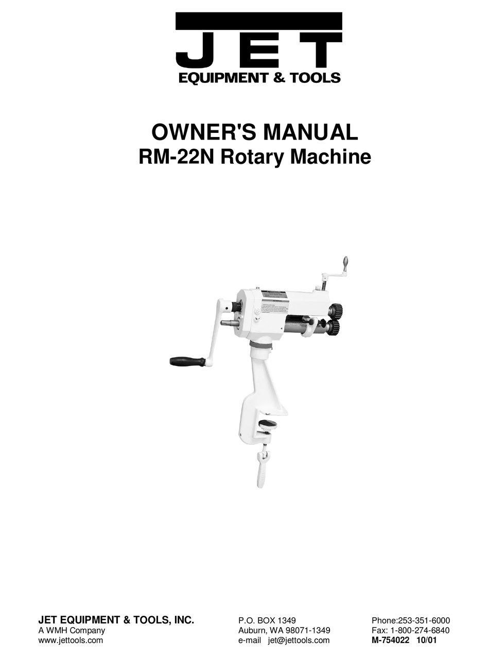 JET EQUIPMENT & TOOLS RM22N OWNER'S MANUAL Pdf Download ManualsLib