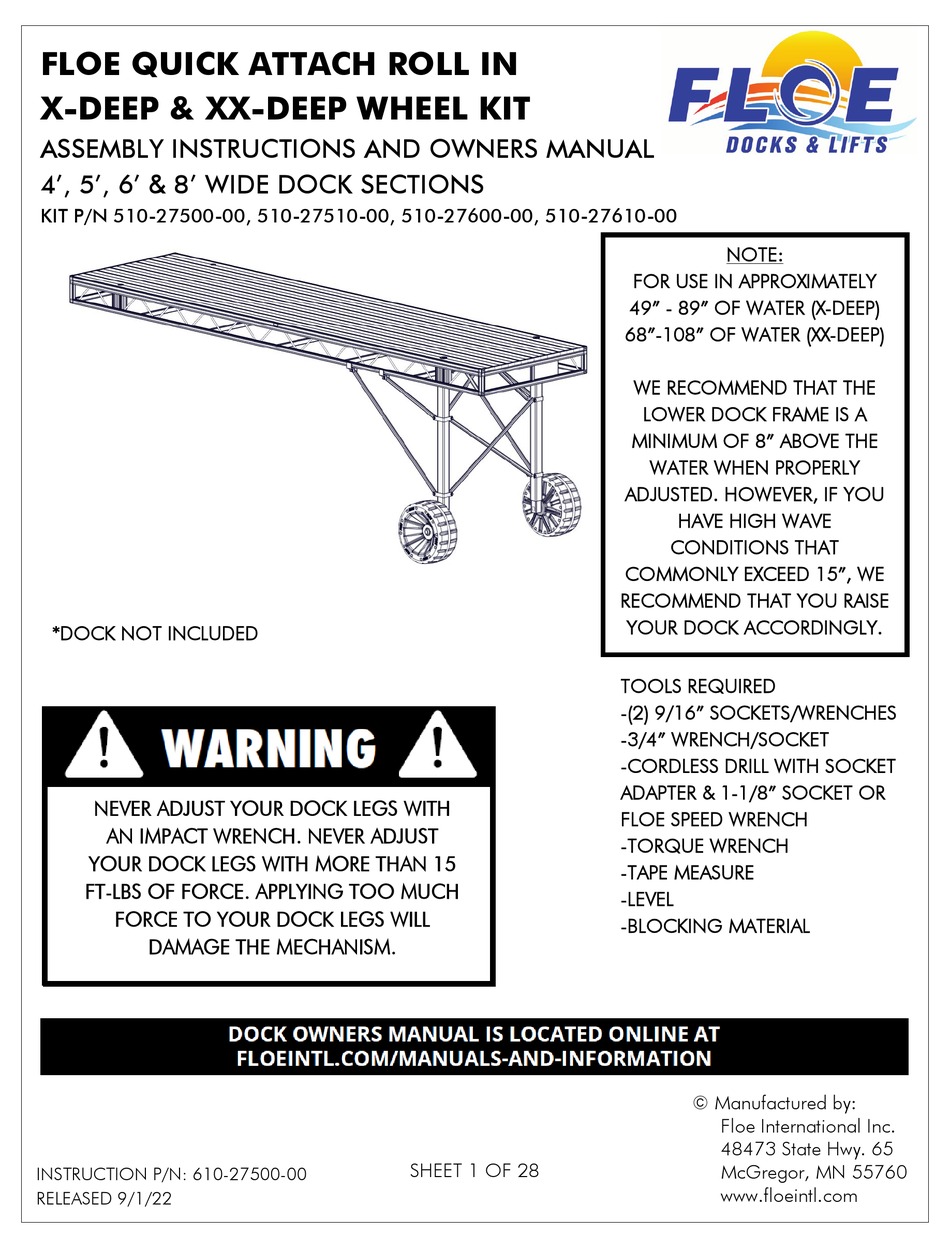 FLOE 5102750000 ASSEMBLY INSTRUCTIONS AND OWNER'S MANUAL Pdf Download