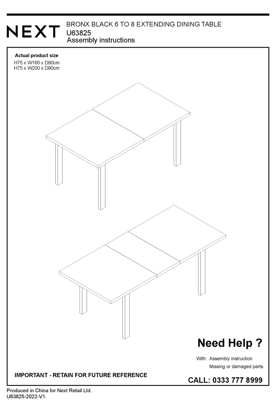 NEXT BRONX BLACK U63825 ASSEMBLY INSTRUCTIONS MANUAL Pdf Download