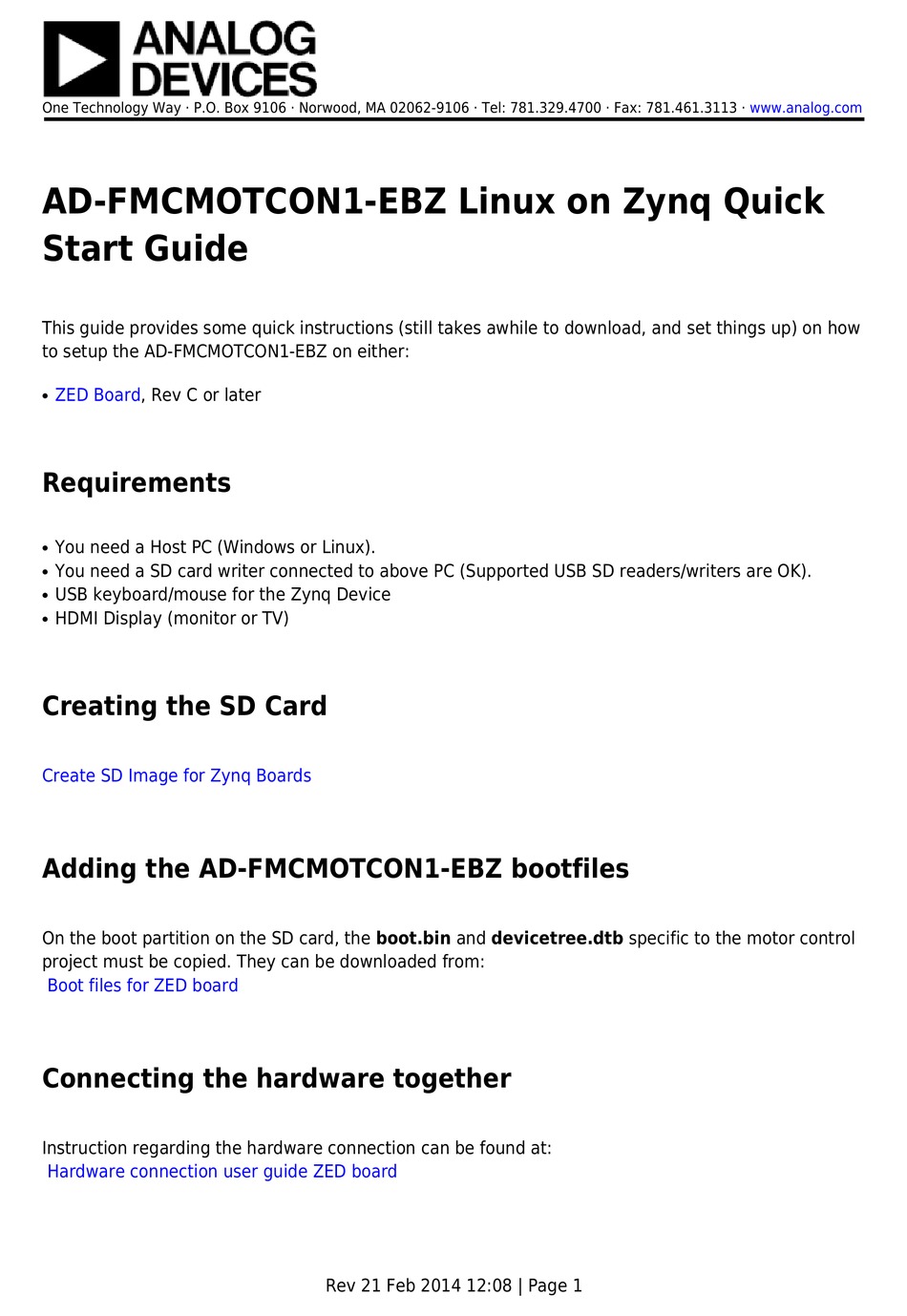 ANALOG DEVICES AD-FMCMOTCON1-EBZ QUICK START MANUAL Pdf Download ...