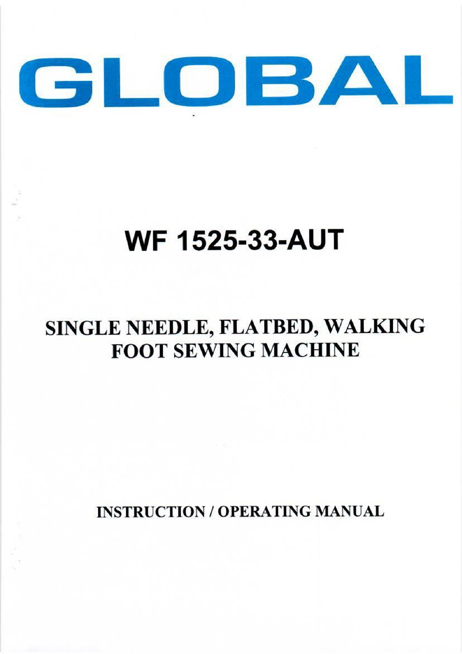 GLOBAL WF 1525-33-AUT INSTRUCTION MANUAL Pdf Download | ManualsLib