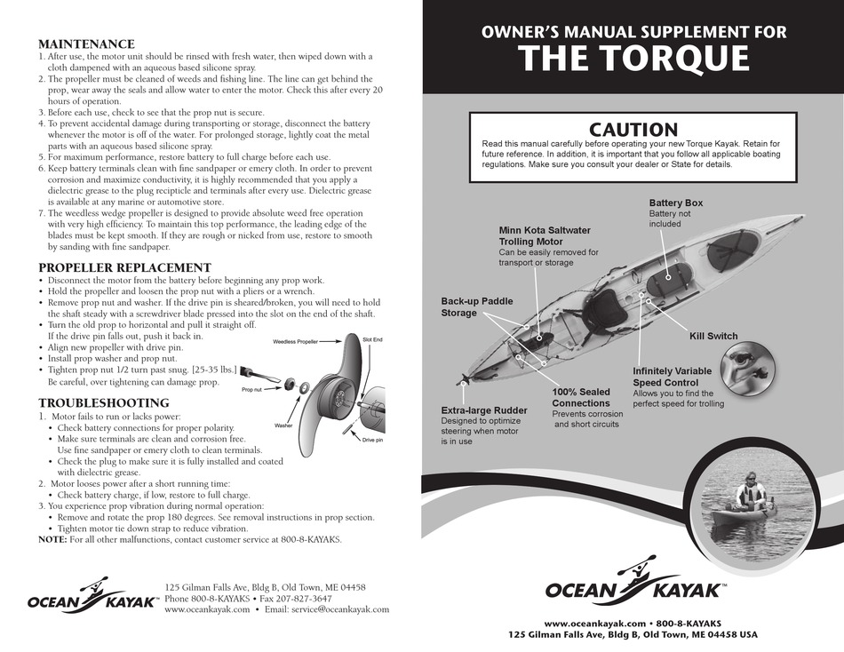 OCEAN KAYAK TORQUE OWNER'S MANUAL SUPPLEMENT Pdf Download ManualsLib
