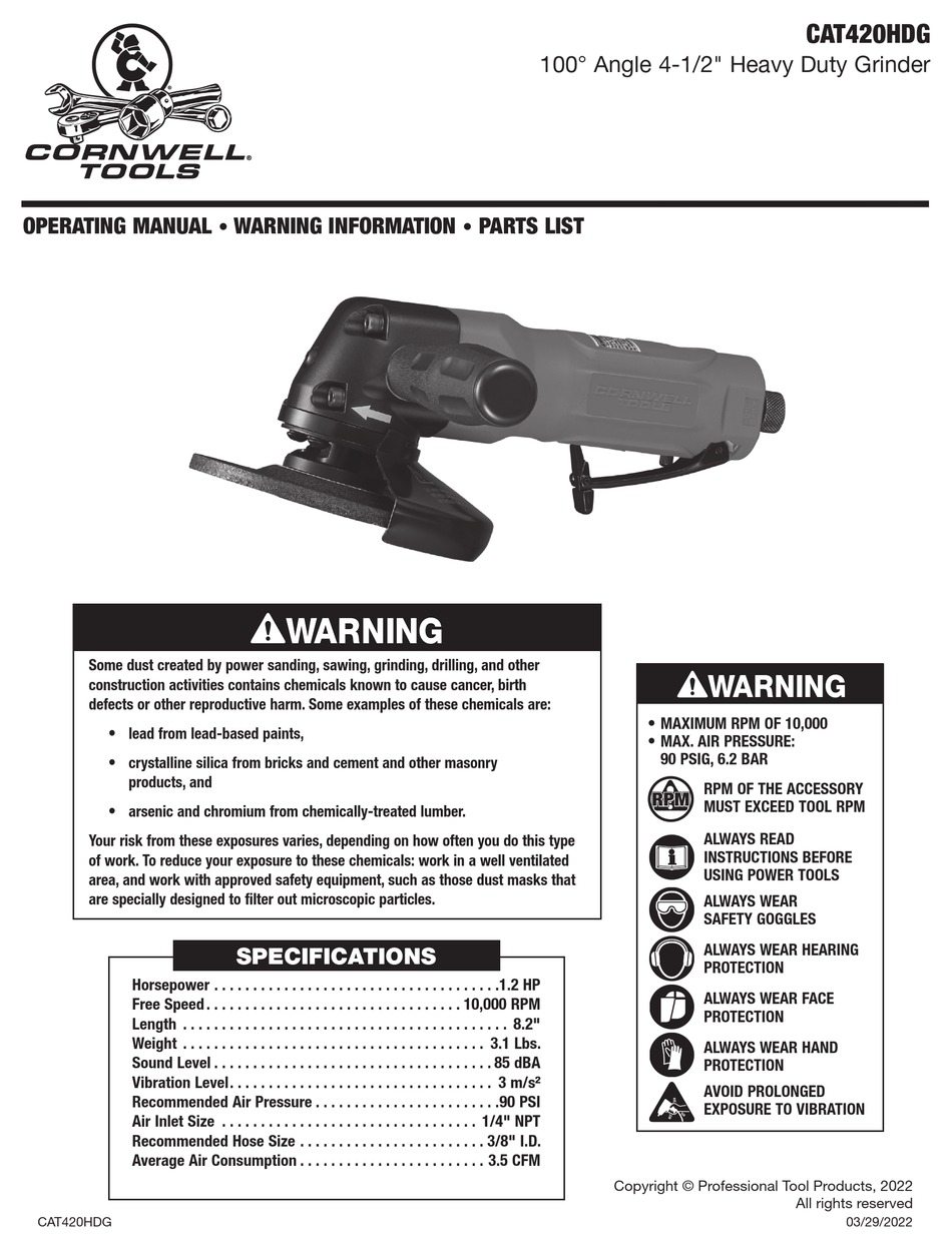 CORNWELL TOOLS CAT420HDG OPERATING INSTRUCTIONS Pdf Download | ManualsLib