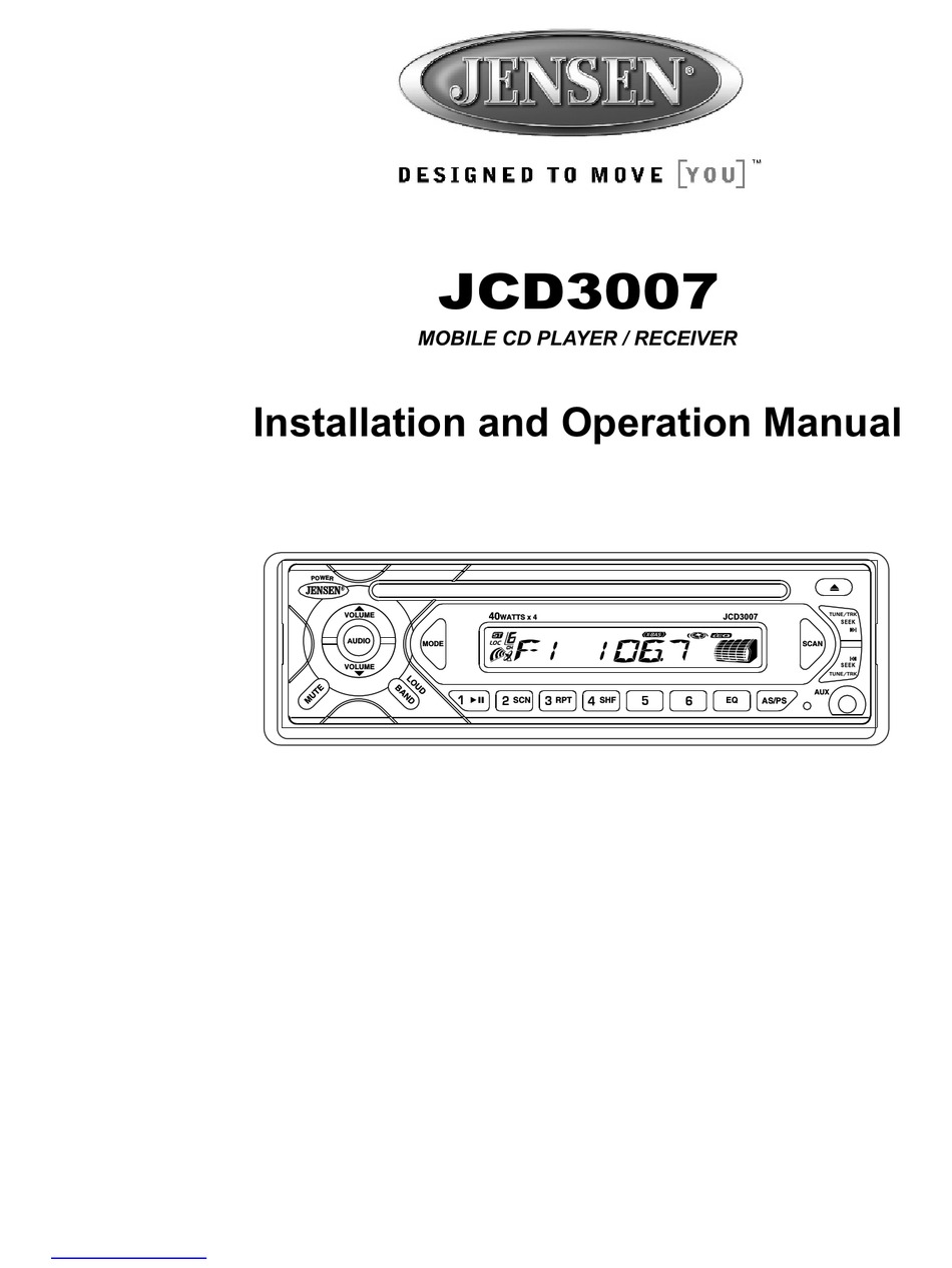 JENSEN JCD3007 INSTALLATION AND OPERATION MANUAL Pdf Download ManualsLib