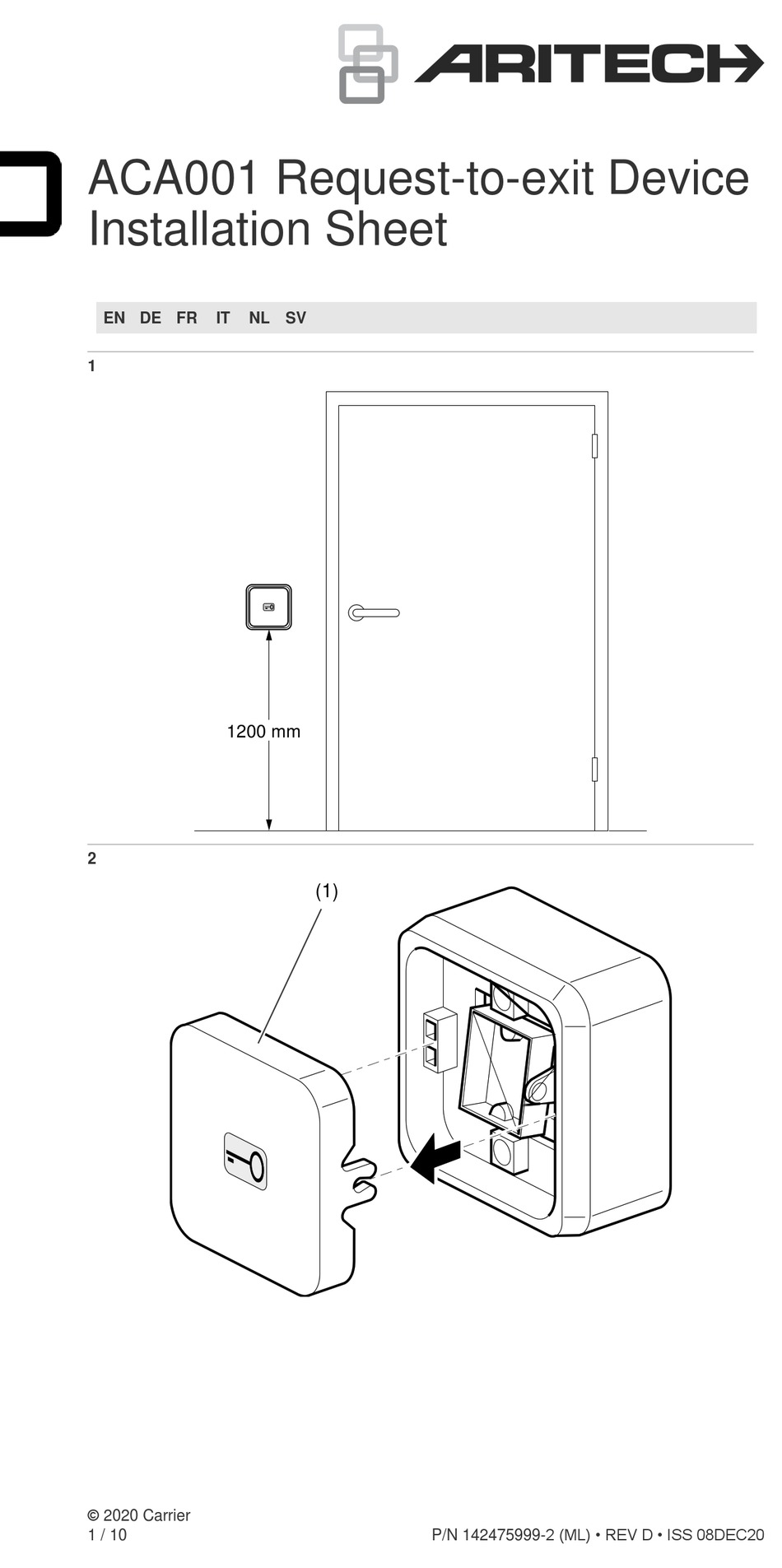 ARITECH ACA001 INSTALLATION SHEET Pdf Download ManualsLib