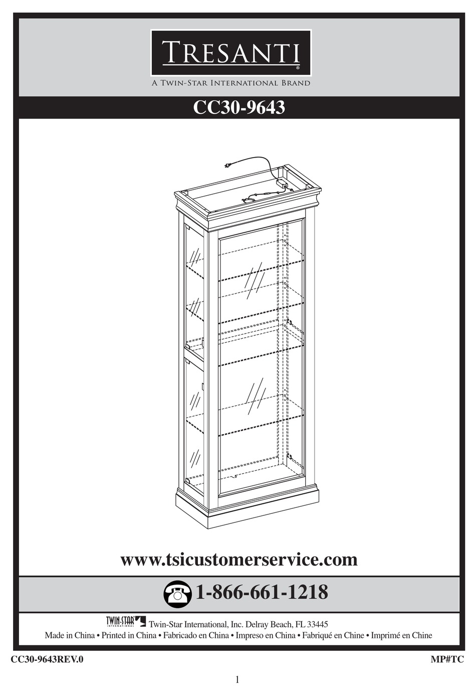TWINSTAR INTERNATIONAL TRESANTI CC309643 ASSEMBLY INSTRUCTIONS MANUAL