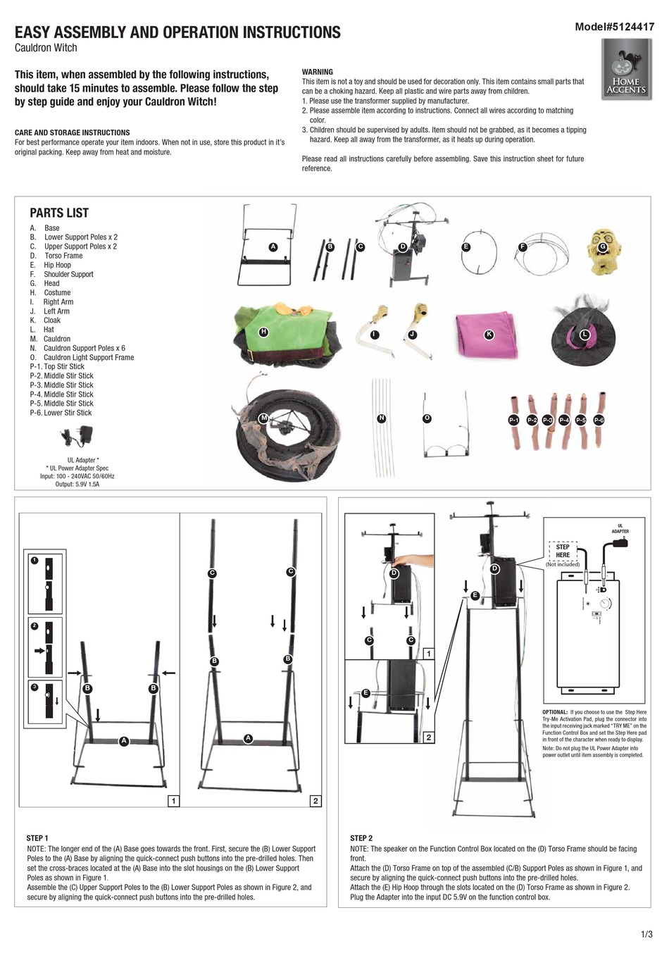 HOME ACCENTS CAULDRON WITCH EASY ASSEMBLY AND OPERATION INSTRUCTIONS Pdf Download ManualsLib
