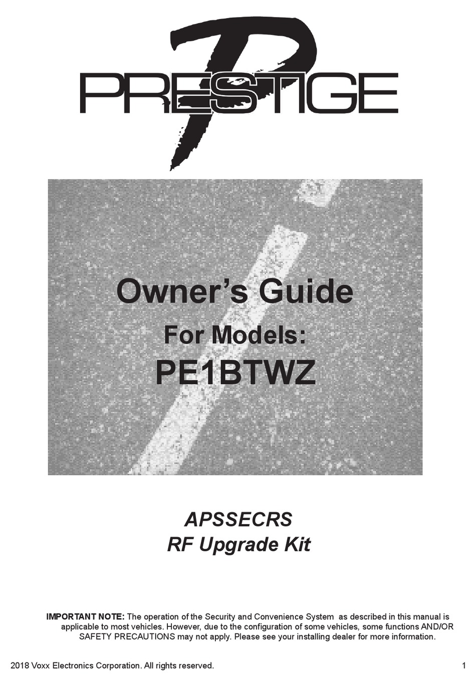 VOXX ELECTRONICS PRESTIGE PE1BTWZ OWNER'S MANUAL Pdf Download | ManualsLib