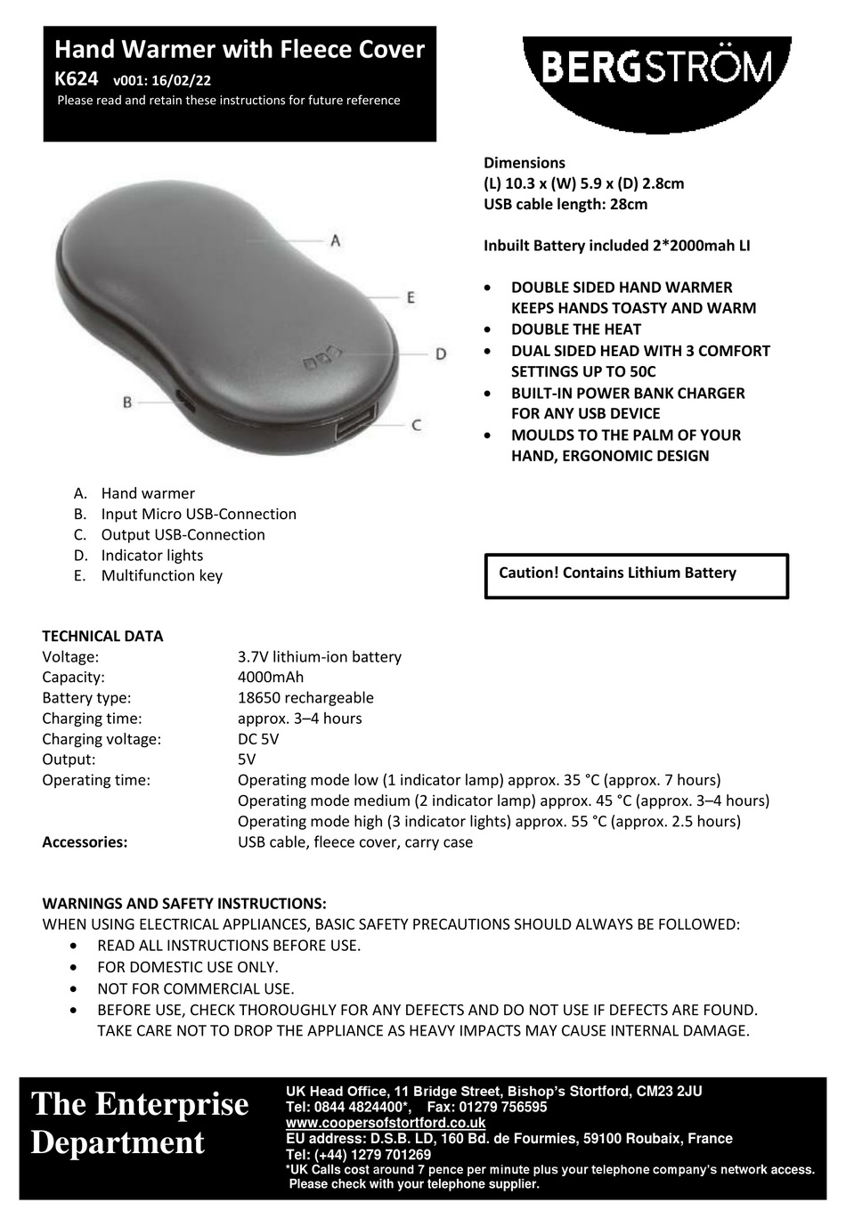 BERGSTROM K624 INSTRUCTIONS FOR USE Pdf Download ManualsLib
