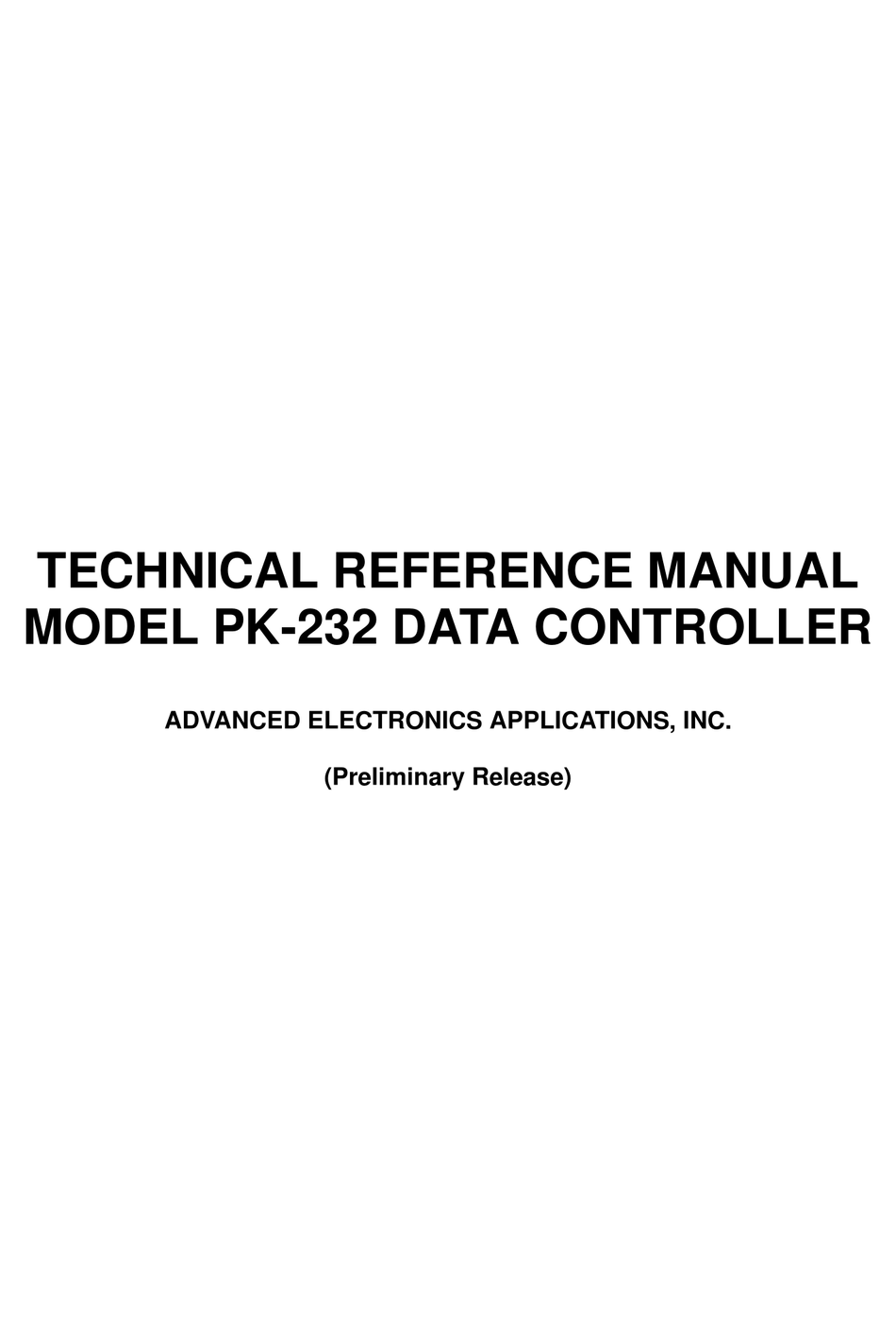 AEA PK232 TECHNICAL REFERENCE MANUAL Pdf Download ManualsLib