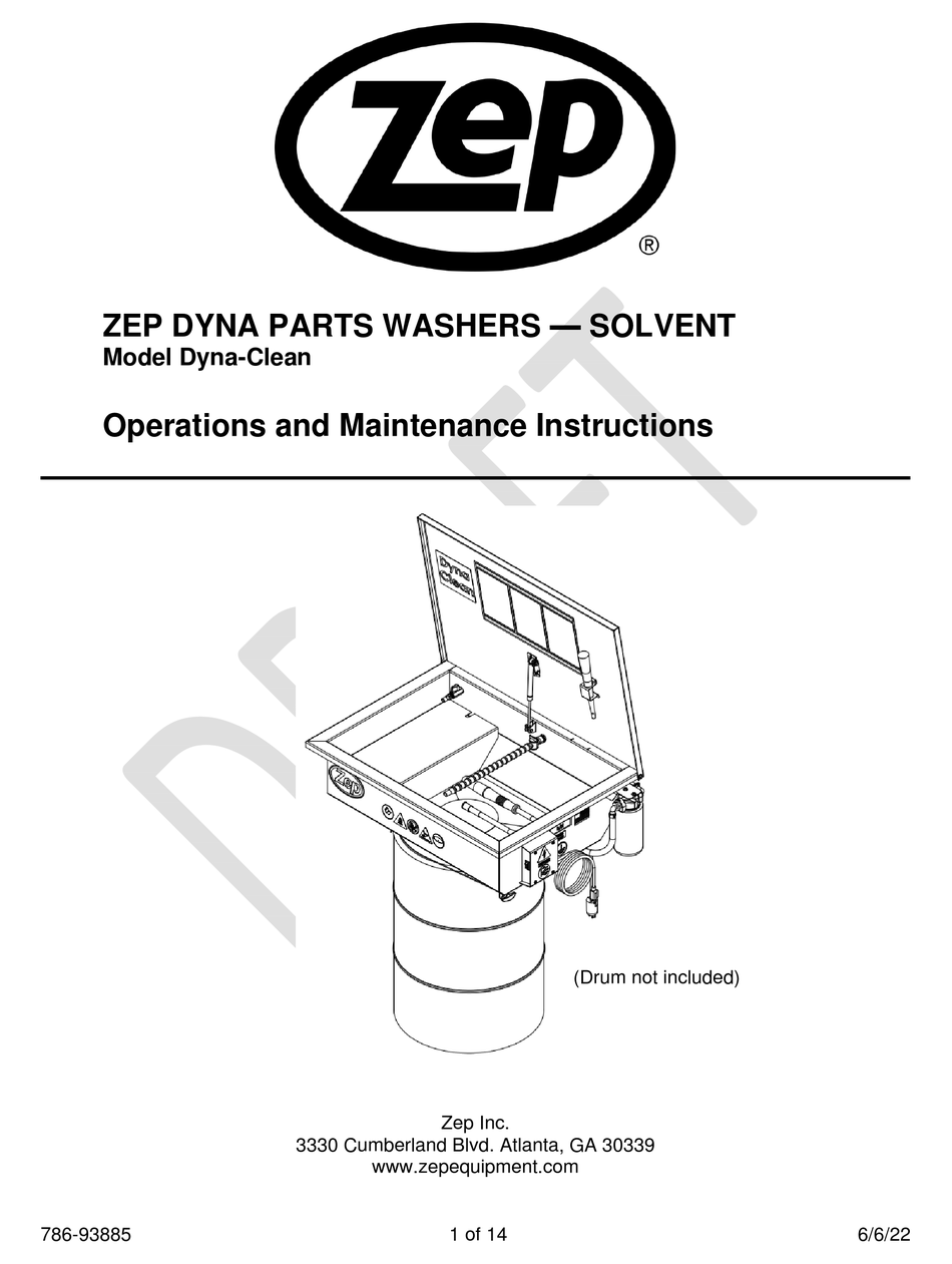ZEP DYNACLEAN OPERATION AND MAINTENANCE INSTRUCTIONS Pdf Download