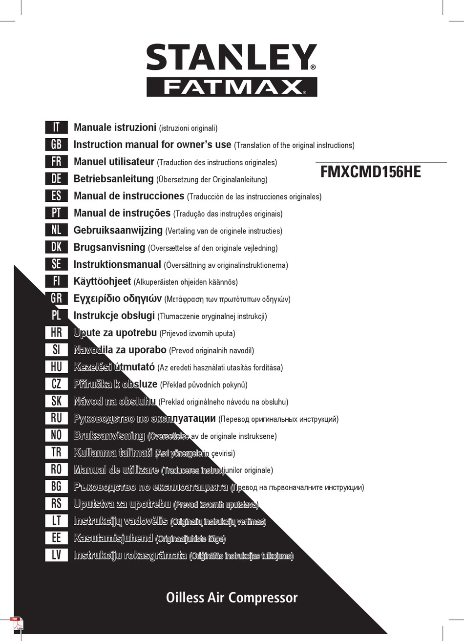 STANLEY FATMAX FMXCMD156HE INSTRUCTION MANUAL FOR OWNER