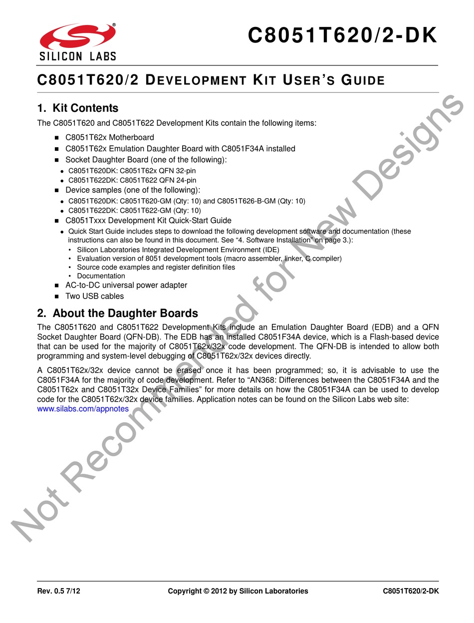 SILICON LABORATORIES C8051T622 USER MANUAL Pdf Download | ManualsLib
