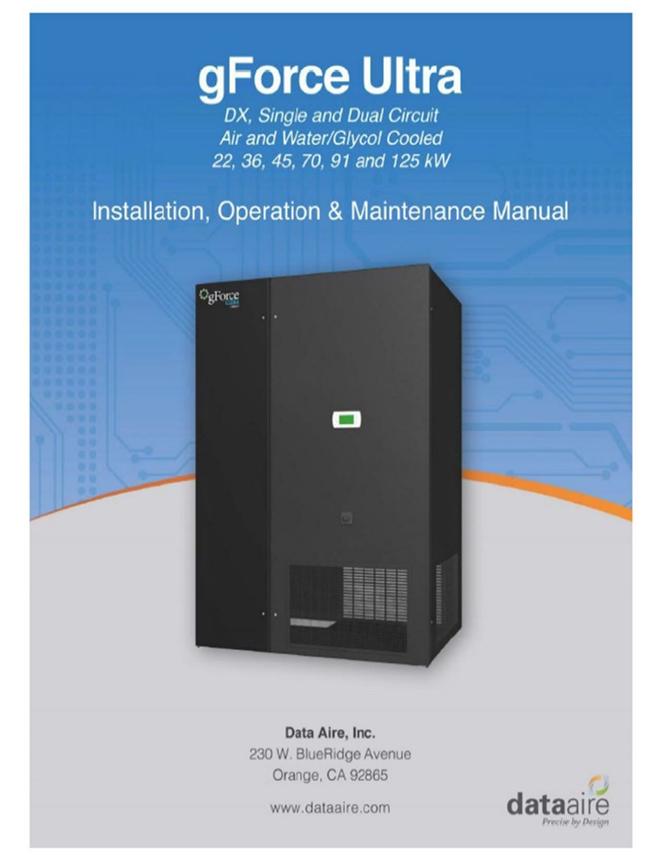 DATA AIRE GFORCE ULTRA INSTALLATION, OPERATION & MAINTENANCE MANUAL Pdf