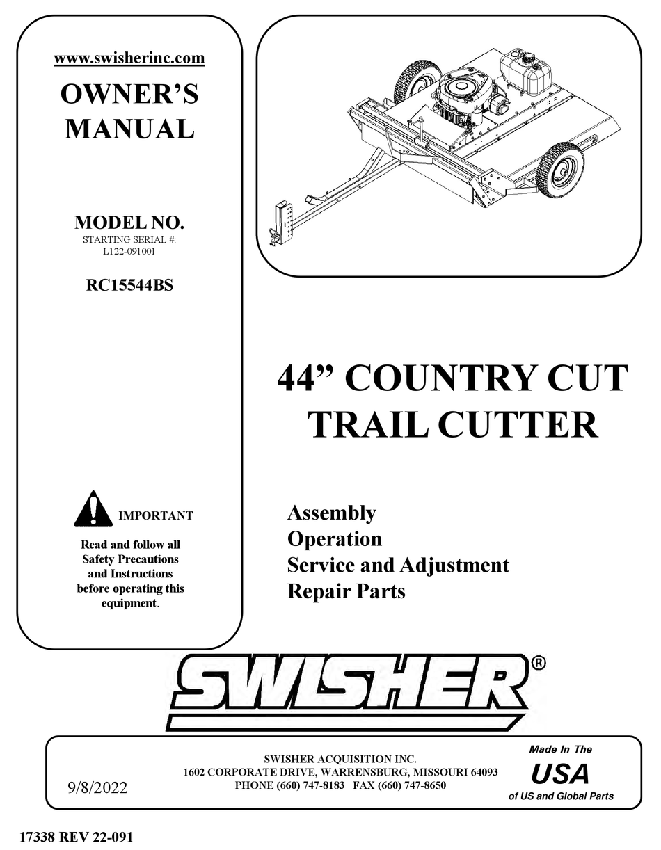 SWISHER COUNTRY CUT RC15544BS OWNER'S MANUAL Pdf Download ManualsLib