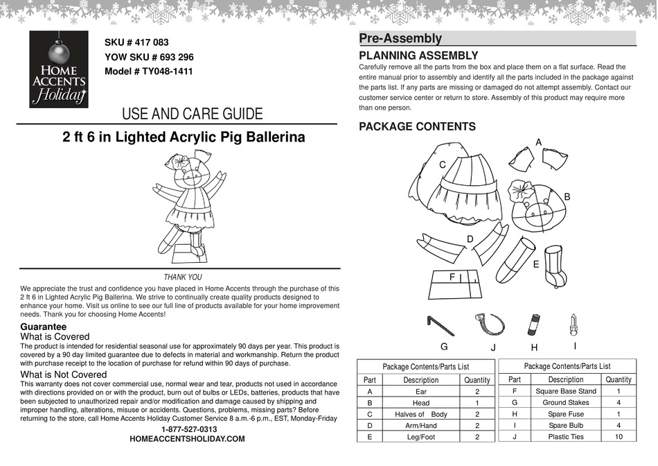 HOME ACCENTS HOLIDAY TY0481411 USE AND CARE MANUAL Pdf Download