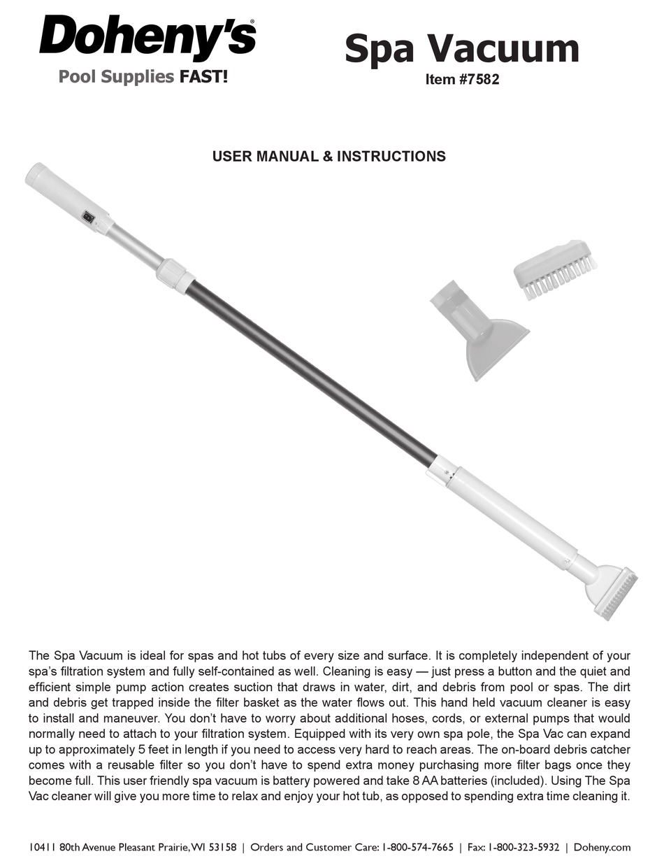 DOHENY'S SPA VACUUM USER MANUAL/INSTRUCTIONS Pdf Download ManualsLib