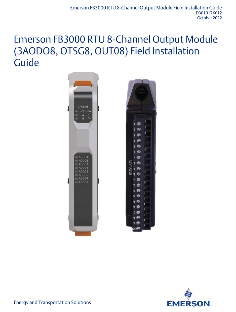EMERSON 3AODO8 FIELD INSTALLATION MANUAL Pdf Download ManualsLib