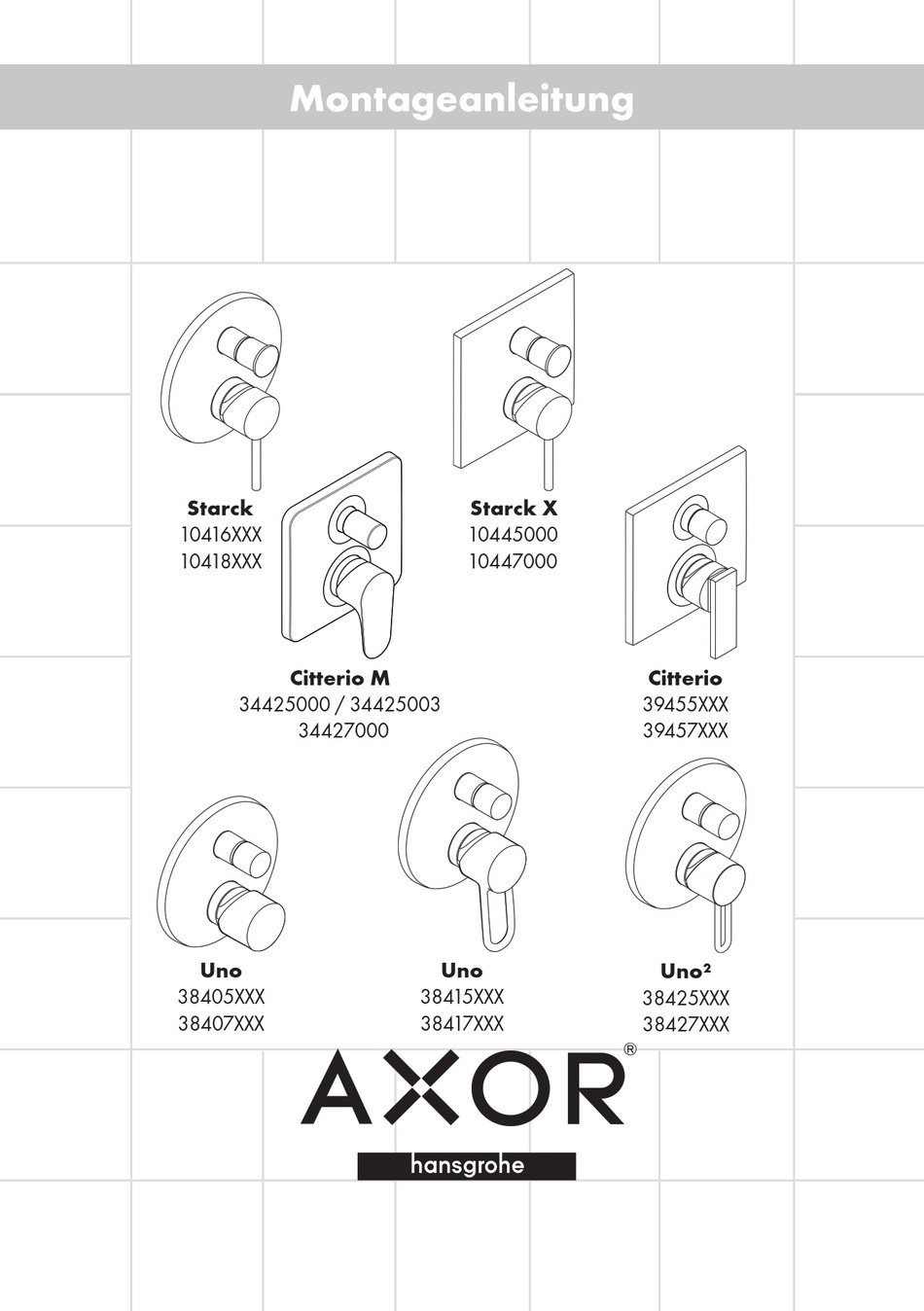 HANS GROHE AXOR STARCK 10416 SERIES ASSEMBLY INSTRUCTIONS MANUAL Pdf Download ManualsLib