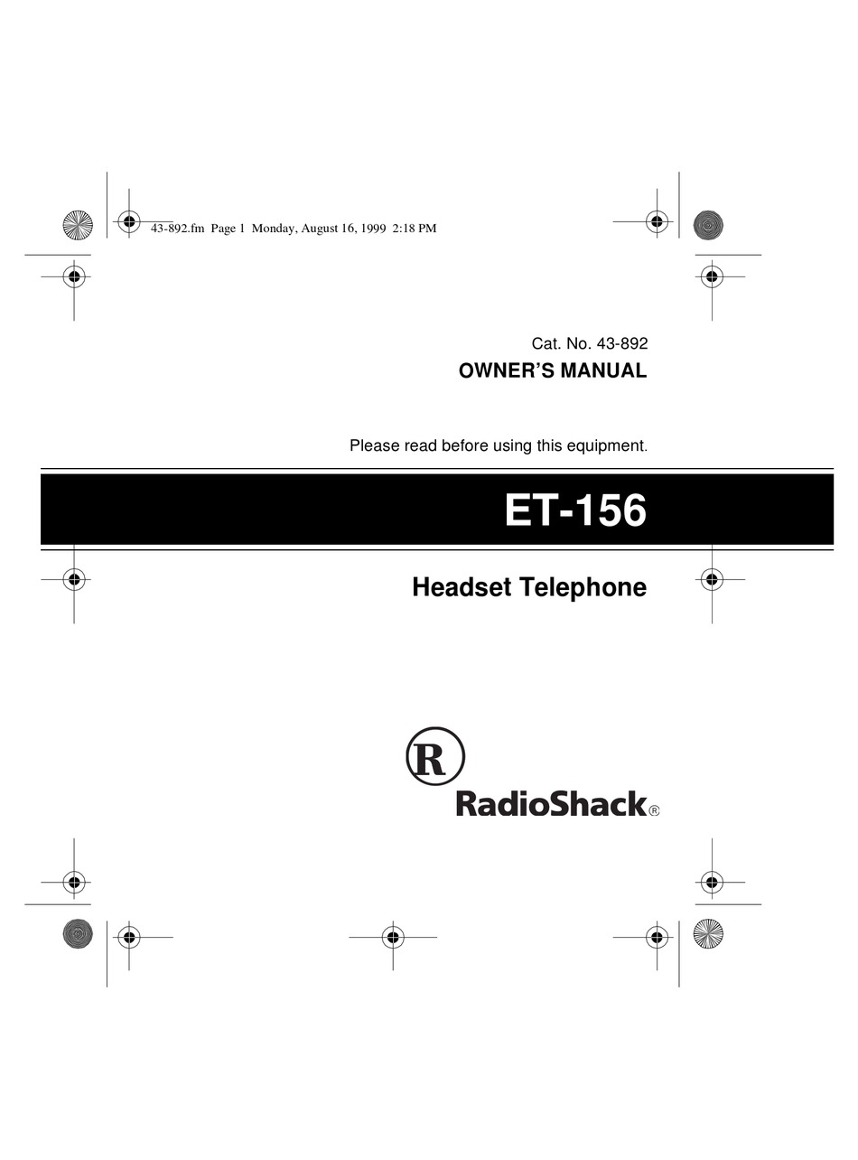 Radio Shack Et 156 Owner S Manual Pdf Download Manualslib