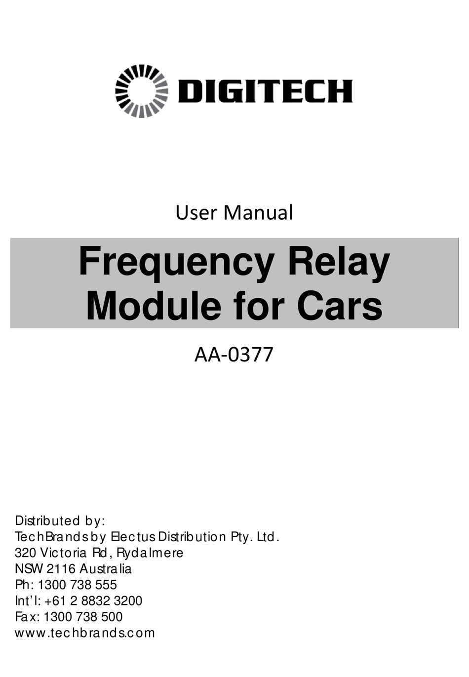 DIGITECH AA0377 USER MANUAL Pdf Download ManualsLib