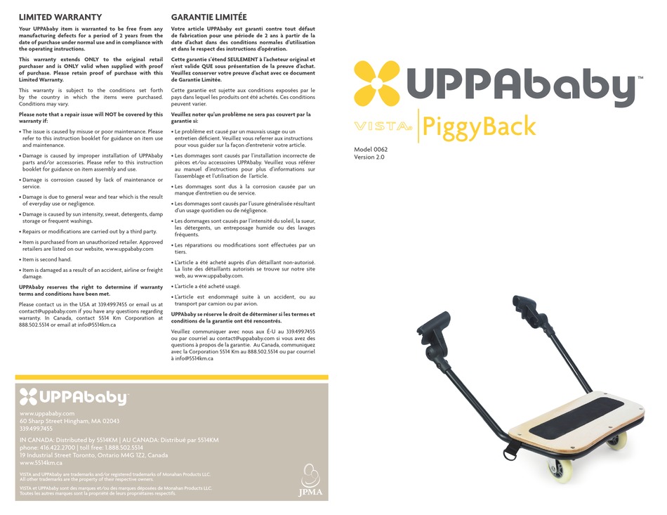UPPABABY VISTA PIGGYBACK 0062 MANUAL Pdf Download ManualsLib