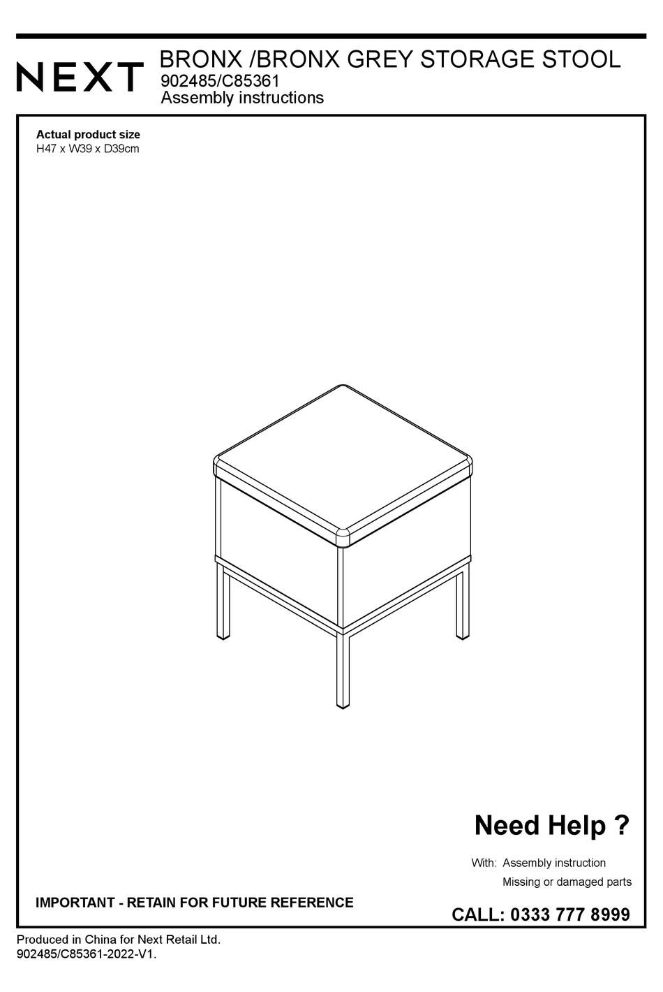 NEXT BRONX 902485 ASSEMBLY INSTRUCTIONS MANUAL Pdf Download ManualsLib