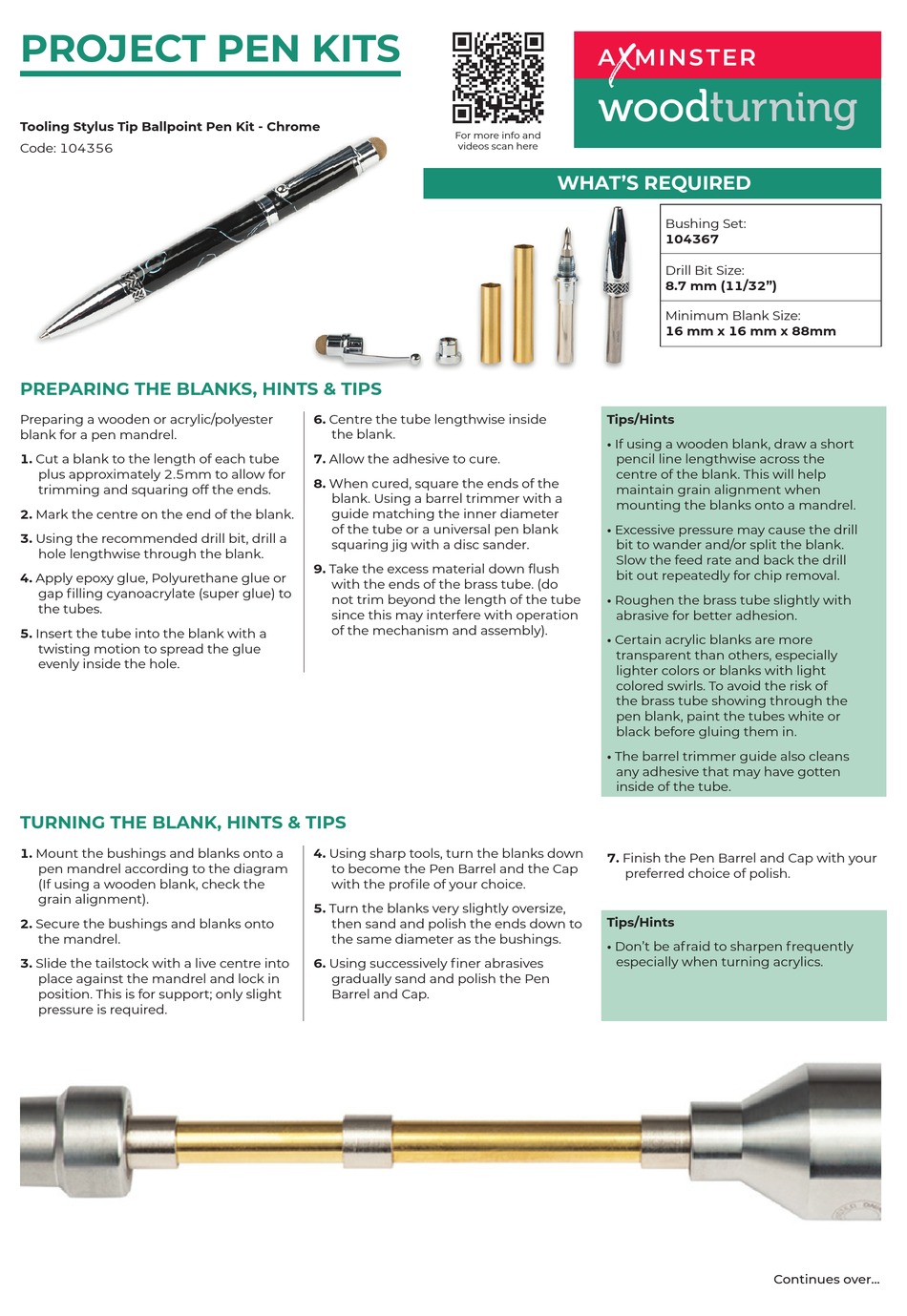 AXMINSTER TOOLING STYLUS TIP BALLPOINT PEN KIT INSTRUCTION MANUAL Pdf
