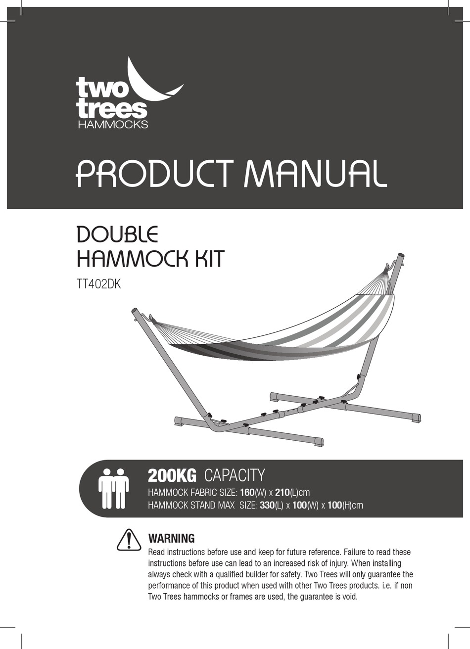 TWO TREES DOUBLE HAMMOCK KIT PRODUCT MANUAL Pdf Download ManualsLib