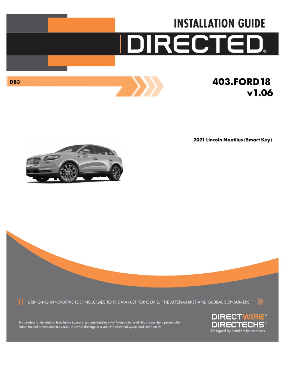 DIRECTECHS DIRECTED DB3 403.FORD18 INSTRUCTION MANUAL Pdf Download
