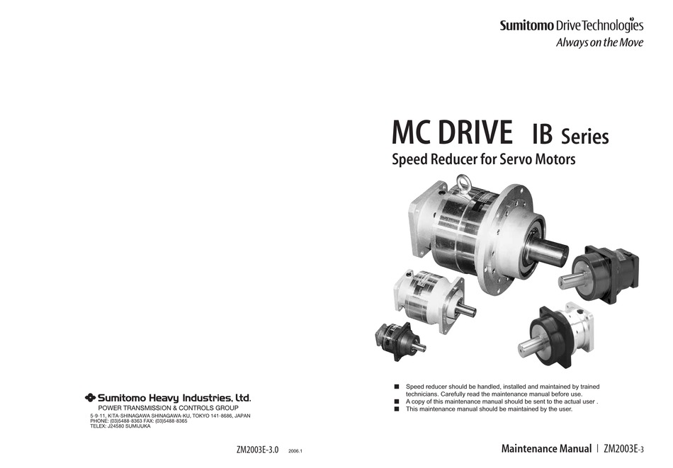 SUMITOMO DRIVE TECHNOLOGIES IB SERIES MAINTENANCE MANUAL Pdf Download