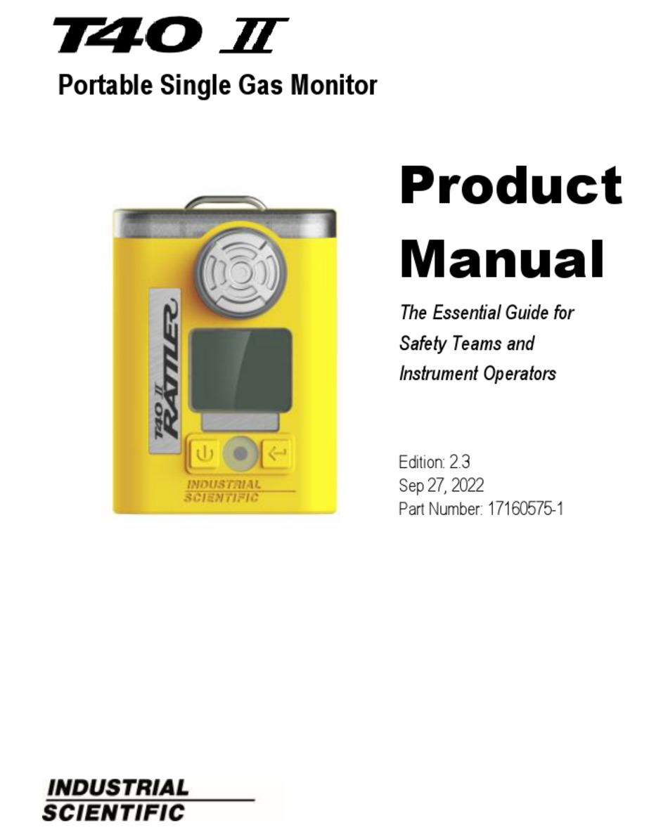 INDUSTRIAL SCIENTIFIC T40 II PRODUCT MANUAL Pdf Download ManualsLib