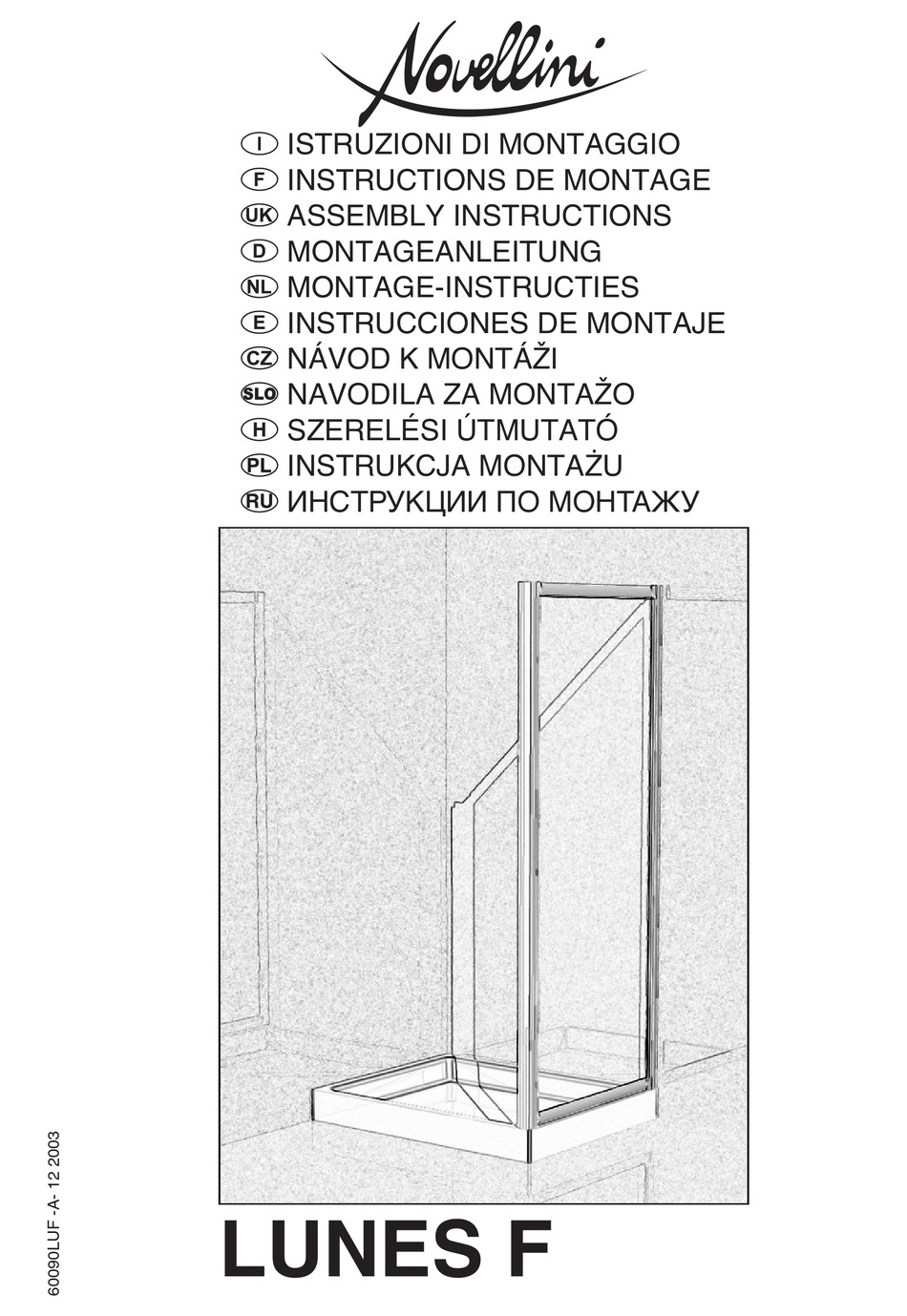 NOVELLINI LUNES F ASSEMBLY INSTRUCTIONS Pdf Download ManualsLib
