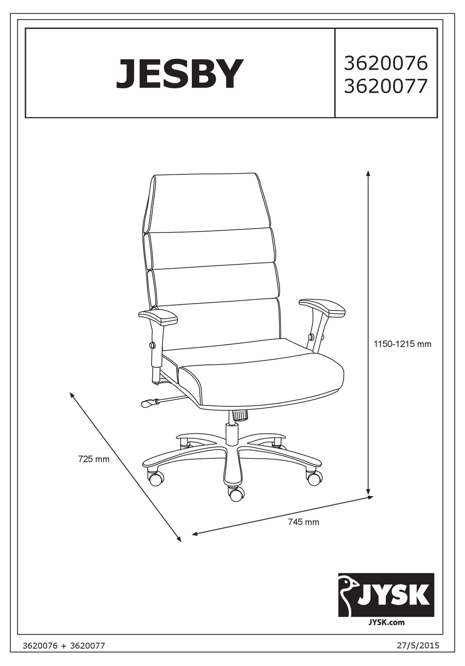 JYSK JESBY 3620076 ASSEMBLY Pdf Download ManualsLib