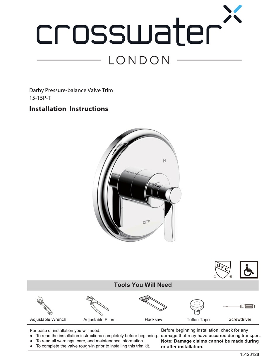 CROSSWATER DARBY 1515PT INSTALLATION INSTRUCTIONS Pdf Download