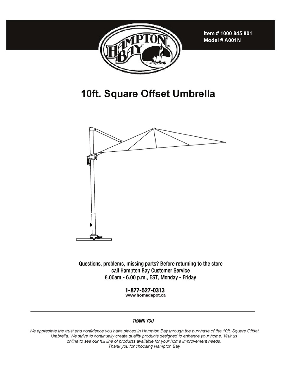 HAMPTON BAY A001N ASSEMBLY INSTRUCTIONS MANUAL Pdf Download ManualsLib