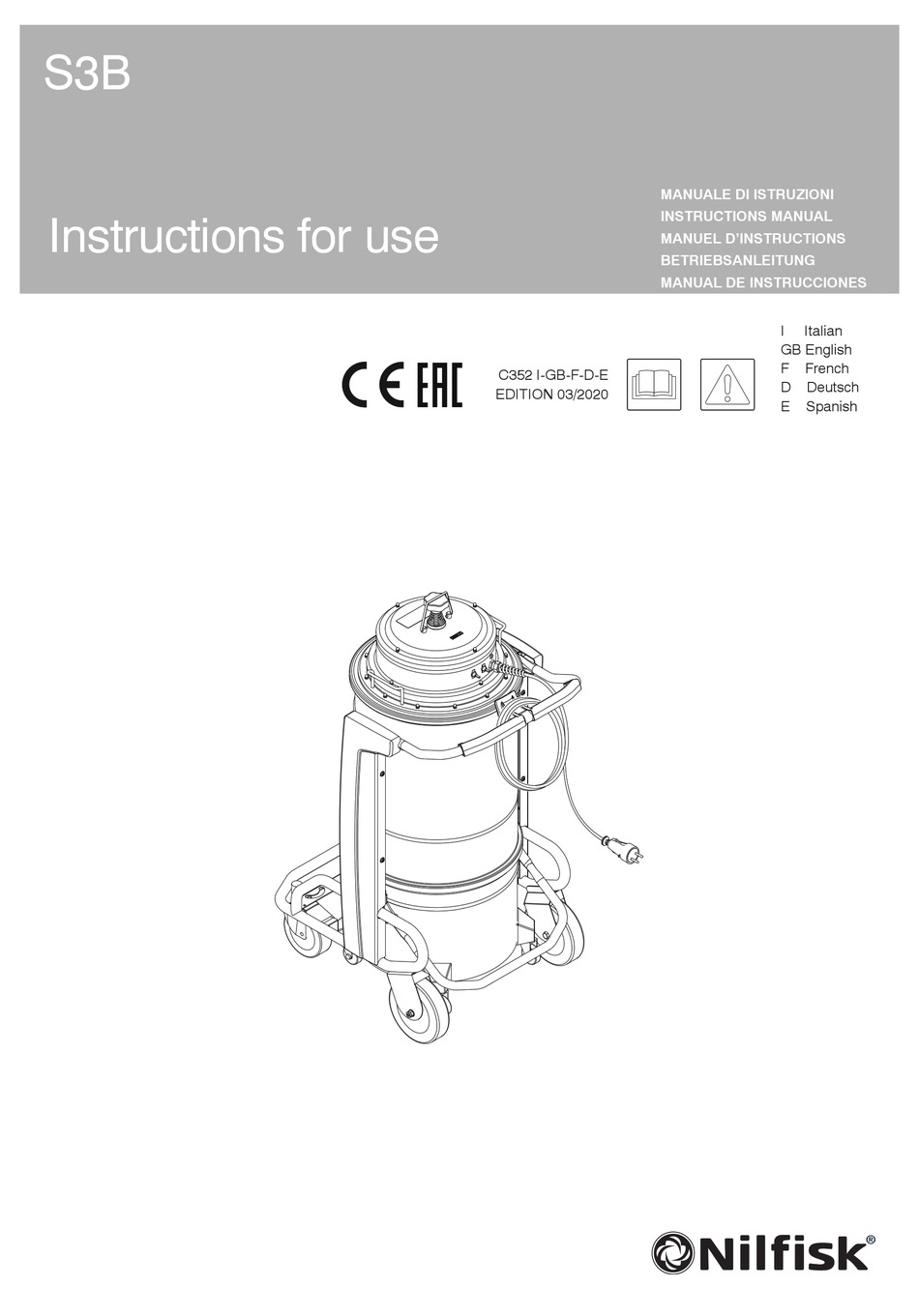 NILFISK-ADVANCE S3B INSTRUCTIONS FOR USE MANUAL Pdf Download | ManualsLib