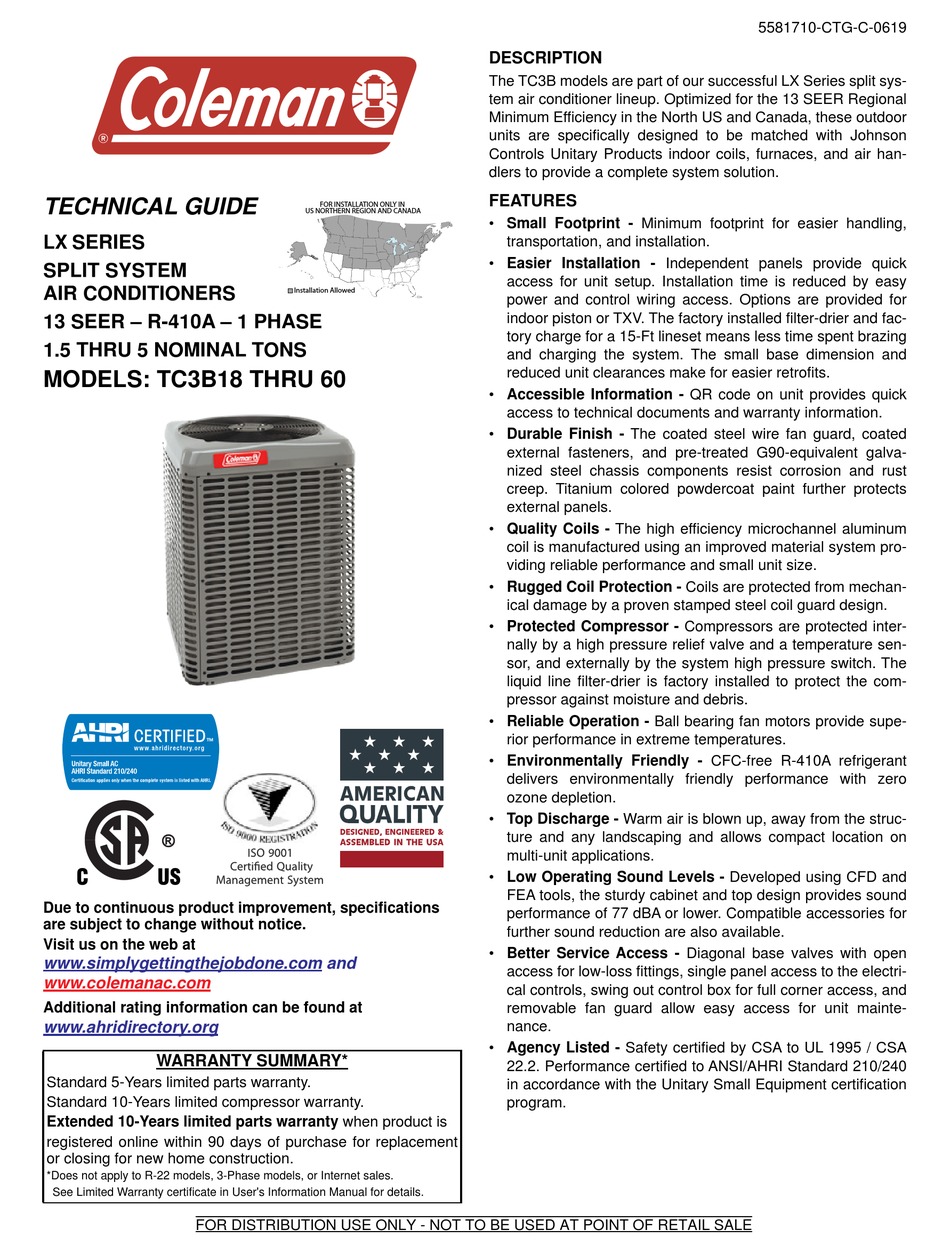 COLEMAN LX SERIES TECHNICAL MANUAL Pdf Download | ManualsLib