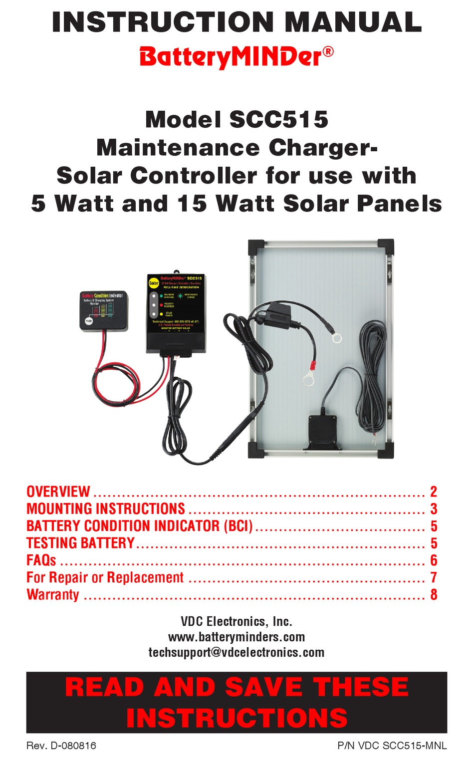 VDC ELECTRONICS BATTERYMINDER SCC515 INSTRUCTION MANUAL Pdf Download