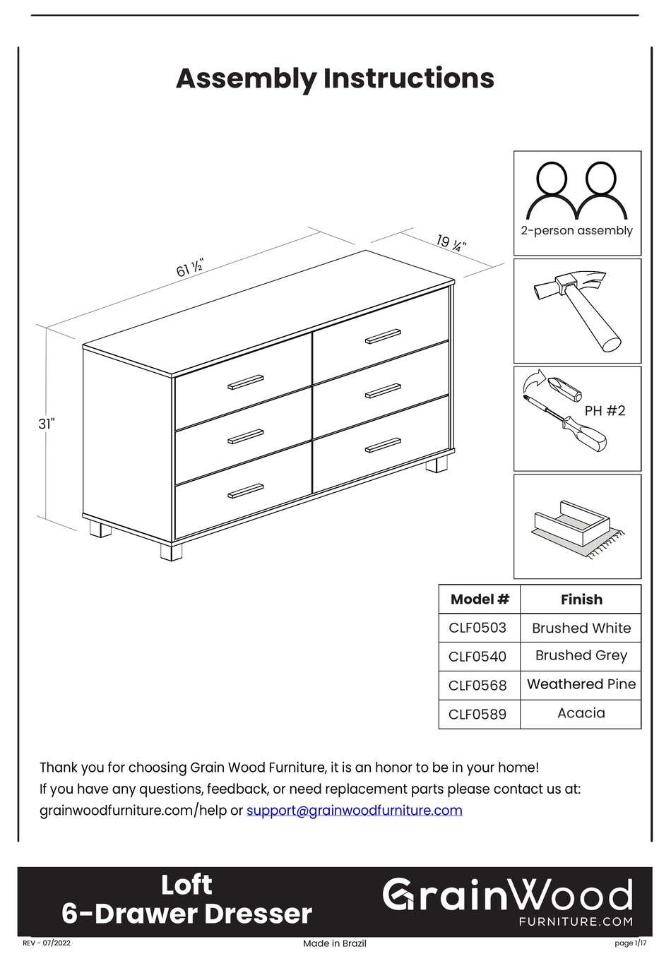 GRAINWOOD CLF0503 ASSEMBLY INSTRUCTIONS MANUAL Pdf Download ManualsLib