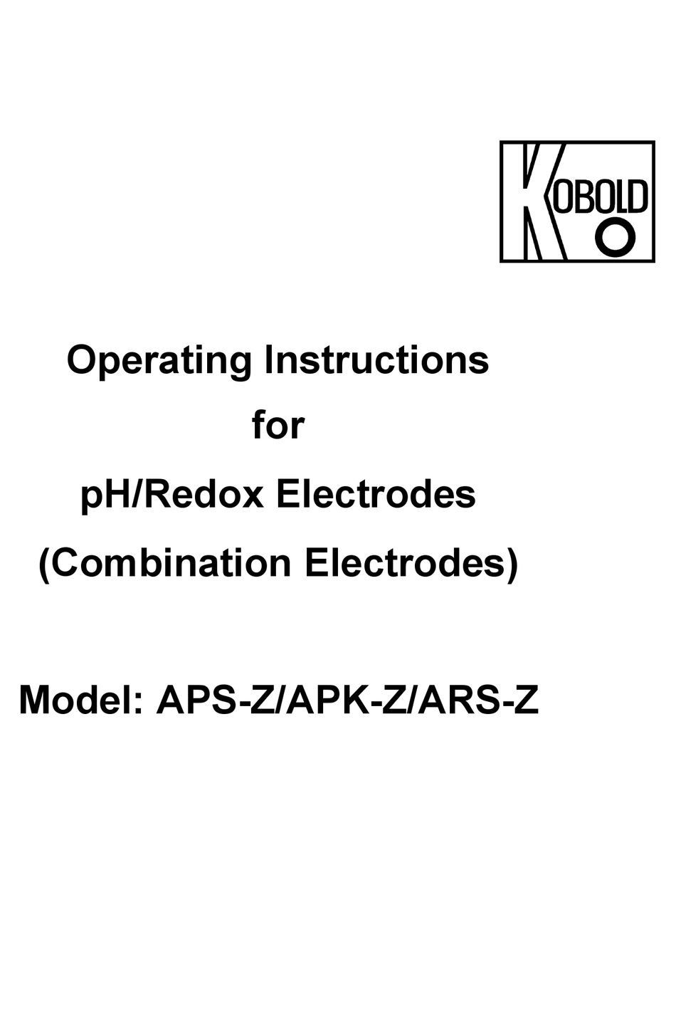 KOBOLD APS-Z OPERATING INSTRUCTIONS MANUAL Pdf Download | ManualsLib