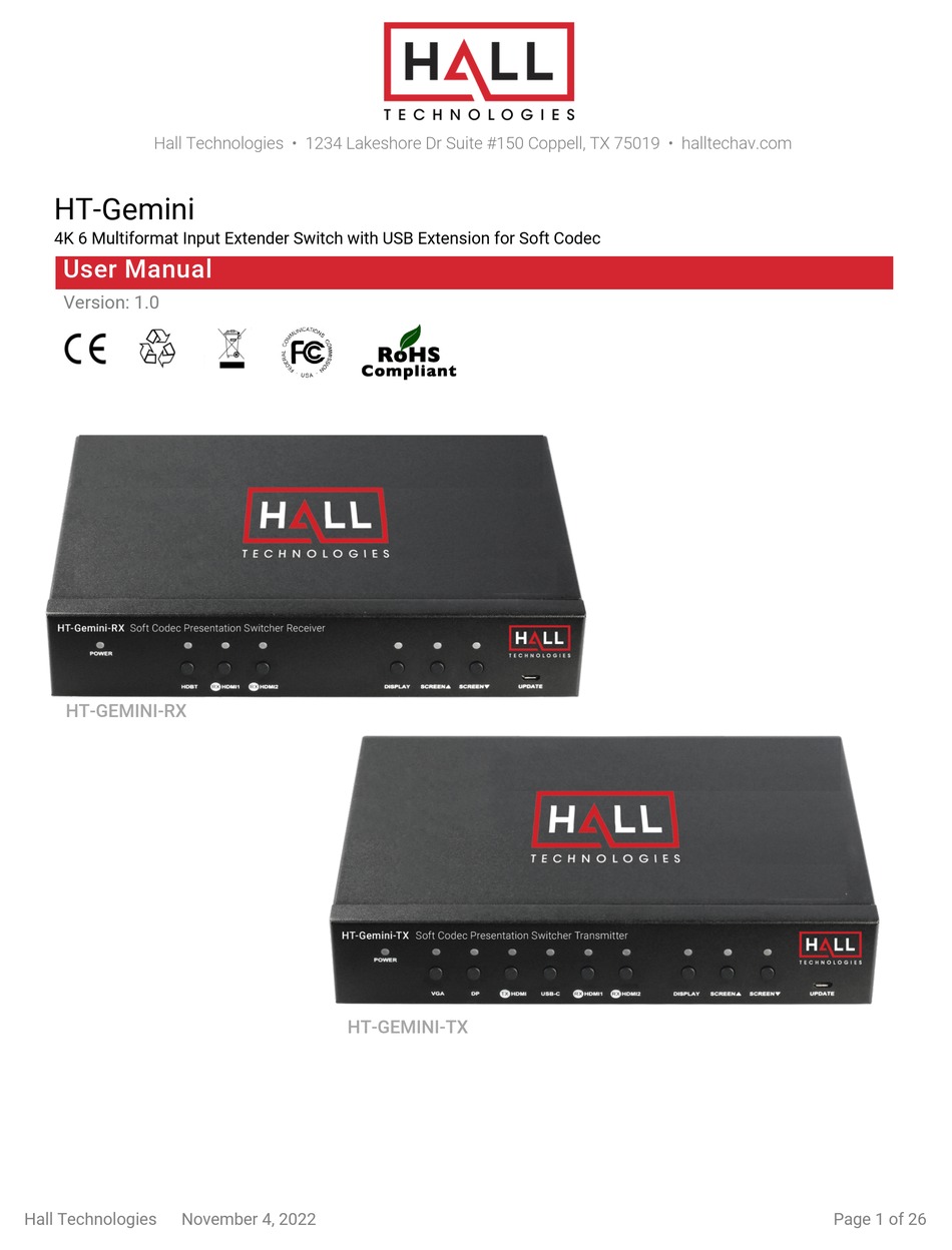 HALL TECHNOLOGIES HTGEMINI USER MANUAL Pdf Download ManualsLib