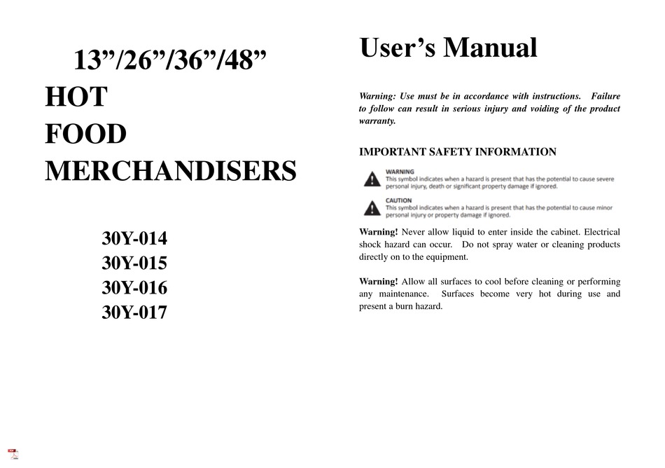 CENTRAL RESTAURANT PRODUCTS 30Y014 USER MANUAL Pdf Download ManualsLib