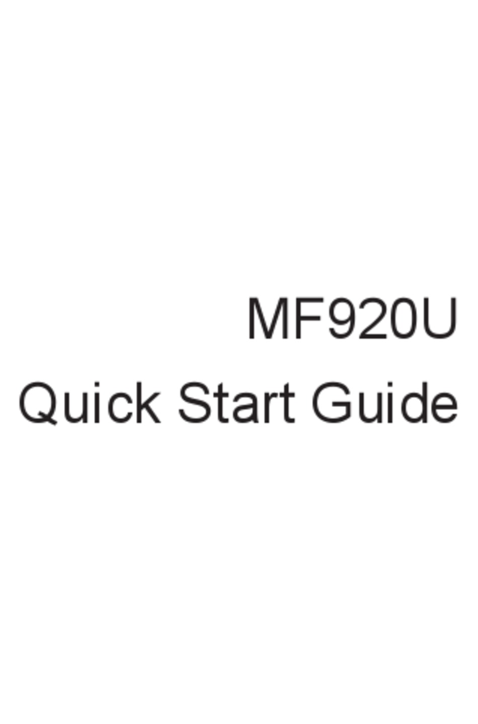 ZTE MF920US QUICK START MANUAL Pdf Download | ManualsLib