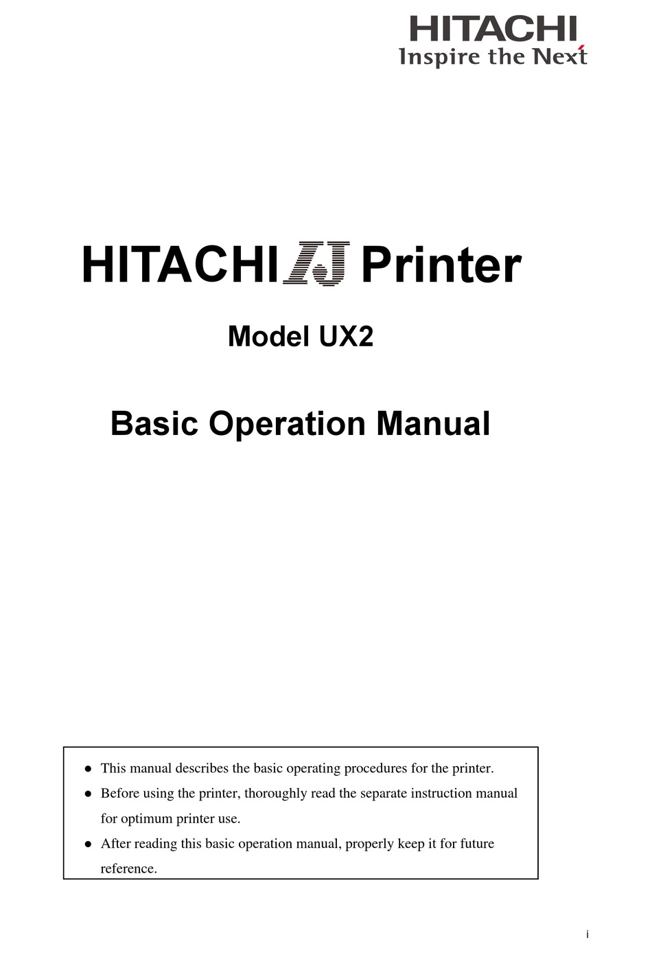 HITACHI UX2 SERIES BASIC OPERATION MANUAL Pdf Download ManualsLib